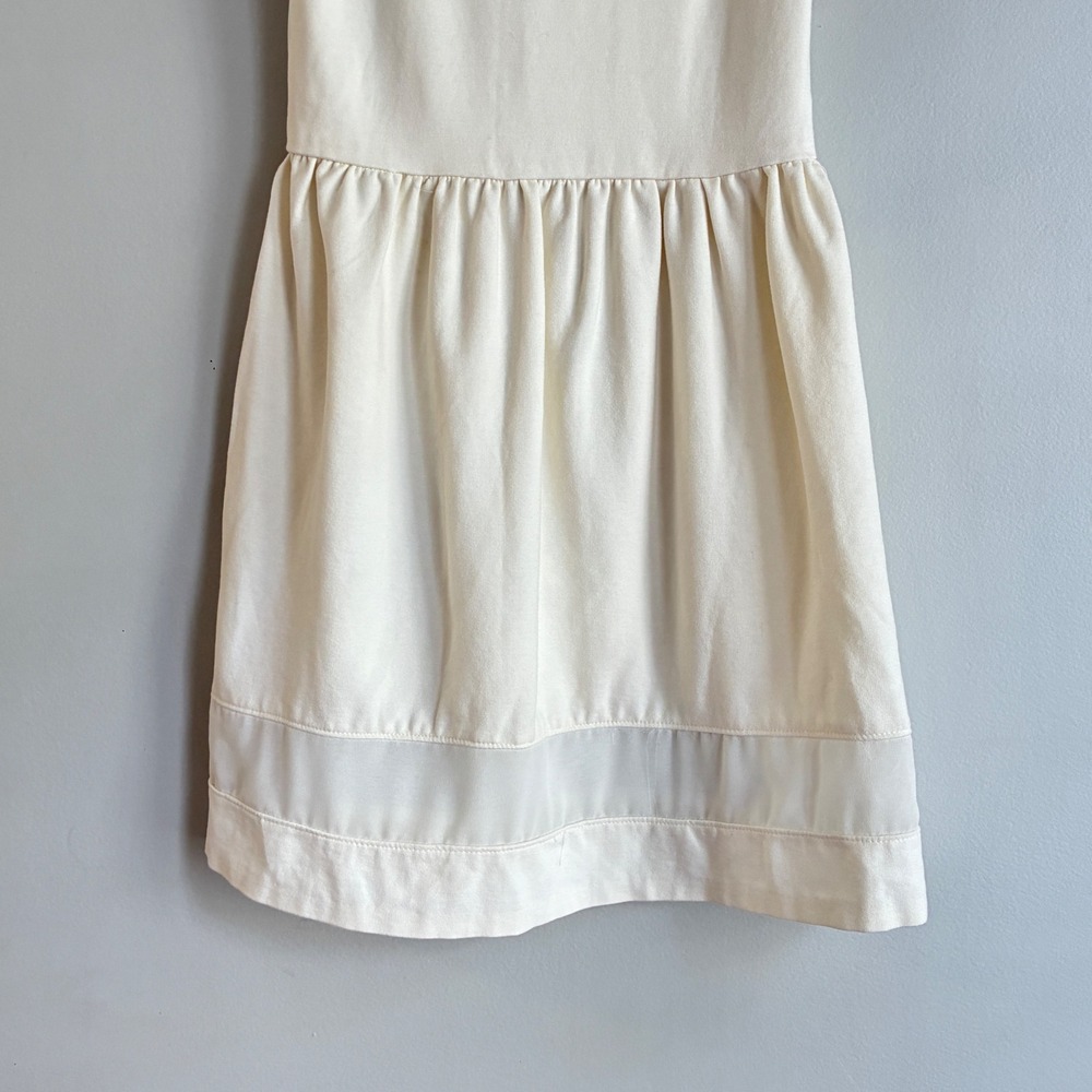 AQUA Sleeveless Fit Flare Dress Girls Large Cream Mesh Hem Party Zipper - Picture 2 of 8